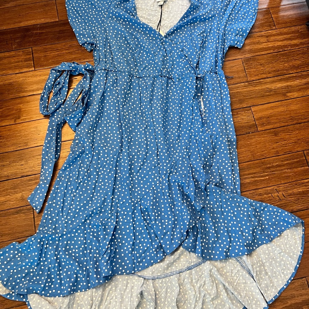 Ava & Viv Blue Polka Dot Dress NWT